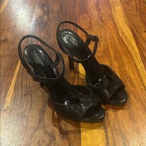 Tahari Glossy Black Strappy Heels